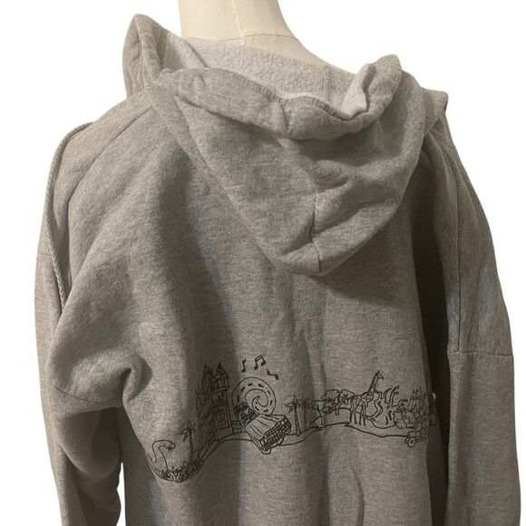 Disneyland Hanes Walt Disney World Gray Zip-Up Hoodie with Graphic Design Size L - Picture 15 of 16